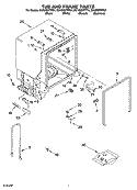 TUB AND FRAME PARTS Diagram and Parts List for DU1055XTPQ4  Whirlpool Dishwasher