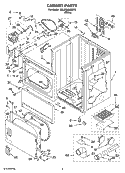 CABINET PARTS Diagram and Parts List for 3RLEQ8033SW0  Whirlpool Dryer