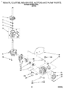 BRAKE, CLUTCH, GEARCASE, MOTOR AND PUMP Diagram and Parts List for KAWE977DWH0  KitchenAid Washer