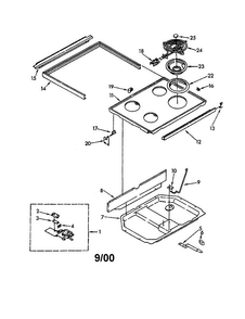 Cooktop Diagram and Parts List for RM975PXKN0  Whirlpool Microwave Oven Combo