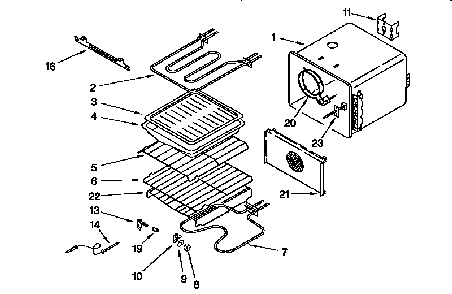 Internal Oven Diagram and Parts List for KEBS107BBWH2  KitchenAid Wall Oven