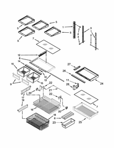 Shelf Parts Diagram and Parts List for 59669989014  Kenmore Refrigerator