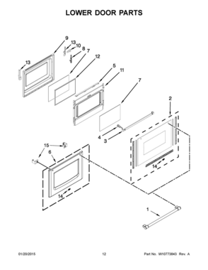 07 - LOWER DOOR PARTS Diagram and Parts List for YMET8720DS01  Whirlpool Range