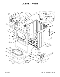 Cabinet Parts Diagram and Parts List for CGM2765FQ0  Whirlpool Dryer