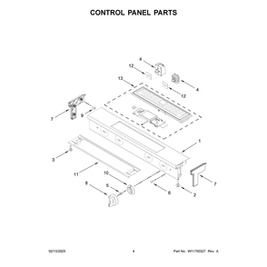 Control Panel Parts Diagram and Parts List for YWSES7530RV0  Whirlpool Wall Oven
