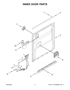 Inner Door Parts Diagram and Parts List for WDT531HAPM0  Whirlpool Dishwasher