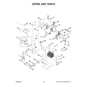 Upper Unit Parts Diagram and Parts List for KBFN542SJP00  KitchenAid Refrigerator
