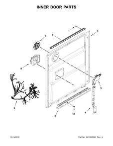 Inner Door Parts Diagram and Parts List for 66513403N413  Kenmore Dishwasher