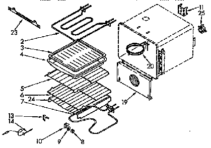 Internal Convection Oven Diagram and Parts List for KEDH207AL2  KitchenAid Range