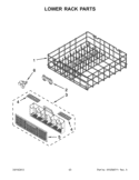 LOWER RACK PARTS Diagram and Parts List for WDT710PAYB4  Whirlpool Dishwasher
