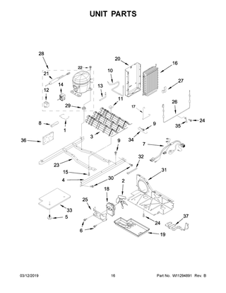 Unit Parts Diagram and Parts List for WRS315SNHW01  Whirlpool Refrigerator