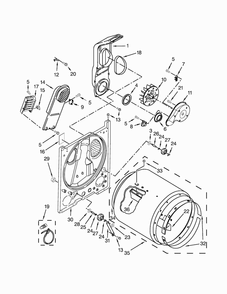 Bulkhead Parts Diagram and Parts List for WED4916FW0  Whirlpool Dryer