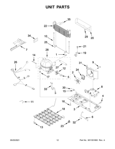 Unit Parts Diagram and Parts List for WRFA32SMHZ06  Whirlpool Refrigerator