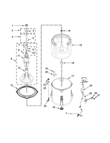 Basket And Tub Parts Diagram and Parts List for 1CWTW4845EW0  Whirlpool Washer