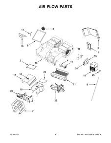 Air Flow Parts Diagram and Parts List for YWMHA9019HV3  Whirlpool Microwave