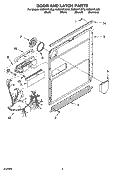 DOOR AND LATCH PARTS Diagram and Parts List for KUDI01FLBT2  KitchenAid Dishwasher