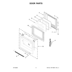 Door Parts Diagram and Parts List for YKSES330SPS0  KitchenAid Range