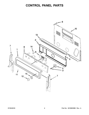 03 - CONTROL PANEL PARTS Diagram and Parts List for YWFE770H0FZ0  Whirlpool Range