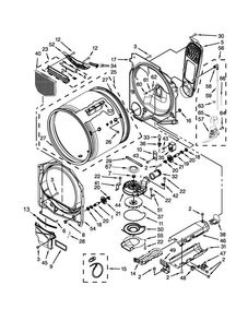 Bulkhead Parts Diagram and Parts List for WED8500BR0  Whirlpool Dryer