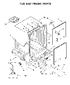 Tub and frame parts Diagram and Parts List for WDTA50SAKT0  Whirlpool Dishwasher