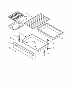 Drawer And Broiler Diagram and Parts List for RF368LXKB0  Whirlpool Range