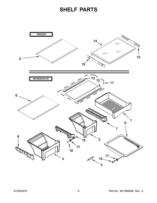 Shelf Parts Diagram and Parts List for WRT541SZDZ00  Whirlpool Refrigerator
