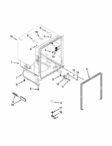 Tub And Frame Parts Diagram and Parts List for 66515119K215  Kenmore Dishwasher