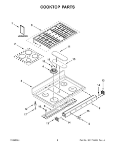 02 - Cooktop Parts Diagram and Parts List for KFDD500ESS12  Whirlpool Range