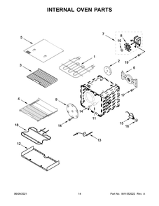 Internal Oven Parts Diagram and Parts List for KFDC506JAV01  Whirlpool Range