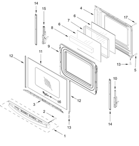 Door Parts Diagram and Parts List for WFGS5030RB0,WFGS5030RW0  Whirlpool Range