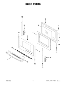 05 - Door Parts Diagram and Parts List for YAER6303MMS1  Whirlpool Wall Oven