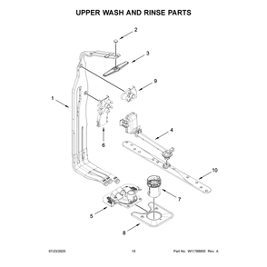 Upper Wash And Rinse Parts Diagram and Parts List for KDTS324SPS0  KitchenAid Dishwasher