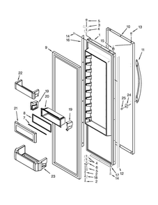 Refrigerator Door Parts Diagram and Parts List for KSSC48FTS18  KitchenAid Refrigerator