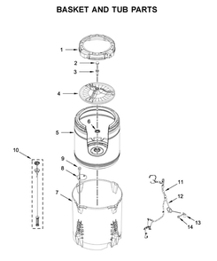 Basket And Tub Parts Diagram and Parts List for 11031652020  Kenmore Washer