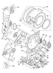 Dryer Bulkhead Parts Diagram and Parts List for 11088752796  Kenmore Washer Dryer Combo
