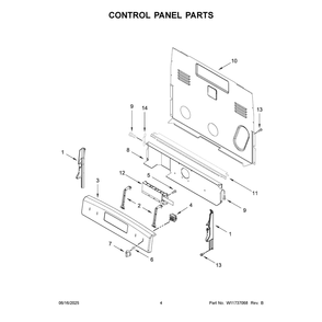 Control Panel Parts Diagram and Parts List for YWFC150M0JW4  Whirlpool Range