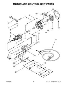 Motor And Control Unit Parts Diagram and Parts List for 5KSM175PSBMA4  Whirlpool Mixer