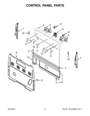 03 - Control Panel Parts Diagram and Parts List for 4KWFC120MAW1  Whirlpool Range