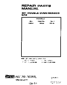Cover Page-text Only Diagram and Parts List for 1833*0A  Roper Wall Oven