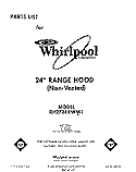 SECTION Diagram and Parts List for RH2724XWS1  Whirlpool Range Hood