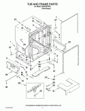 TUB AND FRAME PARTS Diagram and Parts List for KUDS30FXPA3  KitchenAid Dishwasher