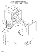 TUB AND FRAME PARTS Diagram and Parts List for GU2200XTSB0  Whirlpool Dishwasher