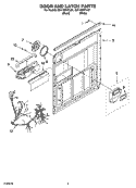 DOOR AND LATCH PARTS Diagram and Parts List for GU1108XTLB1  Whirlpool Dishwasher