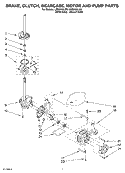 BRAKE, CLUTCH, GEARCASE, MOTOR AND PUMP Diagram and Parts List for LSQ9659LW0  Whirlpool Washer