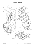 LINER PARTS Diagram and Parts List for 5VEL88TRAQ00  Whirlpool Refrigerator