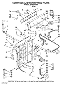 CONTROLS AND REAR PANEL PARTS Diagram and Parts List for 2DHTW4305TQ0  Whirlpool Washer