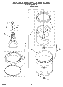 AGITATOR, BASKET AND TUB PARTS Diagram and Parts List for LSR5101LQ1  Whirlpool Washer