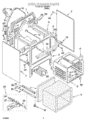 OVEN CHASSIS PARTS Diagram and Parts List for GJP84801  Whirlpool Range