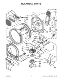 BULKHEAD PARTS Diagram and Parts List for WGD8800YW1  Whirlpool Dryer