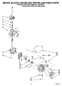 BRAKE, CLUTCH, GEARCASE, MOTOR AND PUMP PARTS Diagram and Parts List for LSQ9549LQ3  Whirlpool Washer